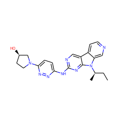 CC[C@@H](C)n1c2cnccc2c2cnc(Nc3ccc(N4CC[C@@H](O)C4)nn3)nc21 ZINC000169706770