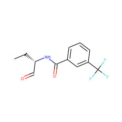 CC[C@@H](C=O)NC(=O)c1cccc(C(F)(F)F)c1 ZINC000064559071