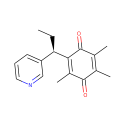 CC[C@@H](C1=C(C)C(=O)C(C)=C(C)C1=O)c1cccnc1 ZINC000038153633