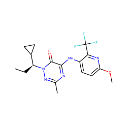 CC[C@@H](C1CC1)n1nc(C)nc(Nc2ccc(OC)nc2C(F)(F)F)c1=O ZINC000049036429