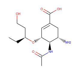 CC[C@@H](CCO)O[C@@H]1C=C(C(=O)O)C[C@H](N)[C@H]1NC(C)=O ZINC000014944928