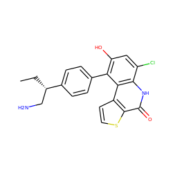 CC[C@@H](CN)c1ccc(-c2c(O)cc(Cl)c3[nH]c(=O)c4sccc4c23)cc1 ZINC000150306543