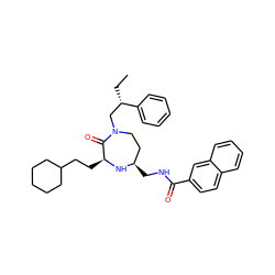 CC[C@@H](CN1CC[C@@H](CNC(=O)c2ccc3ccccc3c2)N[C@@H](CCC2CCCCC2)C1=O)c1ccccc1 ZINC001772657179