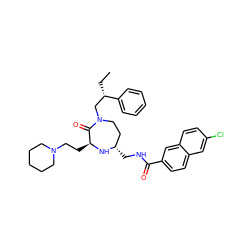 CC[C@@H](CN1CC[C@H](CNC(=O)c2ccc3cc(Cl)ccc3c2)N[C@@H](CCN2CCCCC2)C1=O)c1ccccc1 ZINC000118692709