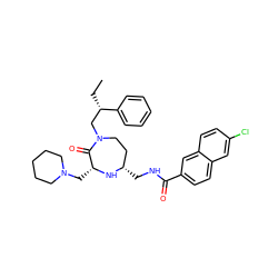 CC[C@@H](CN1CC[C@H](CNC(=O)c2ccc3cc(Cl)ccc3c2)N[C@H](CN2CCCCC2)C1=O)c1ccccc1 ZINC000206886028