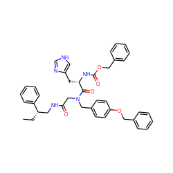 CC[C@@H](CNC(=O)CN(Cc1ccc(OCc2ccccc2)cc1)C(=O)[C@H](Cc1c[nH]cn1)NC(=O)OCc1ccccc1)c1ccccc1 ZINC000026995055