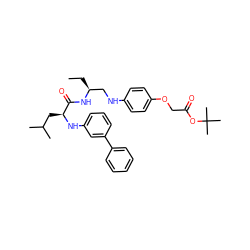 CC[C@@H](CNc1ccc(OCC(=O)OC(C)(C)C)cc1)NC(=O)[C@H](CC(C)C)Nc1cccc(-c2ccccc2)c1 ZINC000028571427