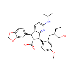 CC[C@@H](CO)Cc1cc(OC)ccc1[C@@H]1c2nc(NC(C)C)ccc2[C@H](c2ccc3c(c2)OCO3)[C@H]1C(=O)O ZINC000029252200