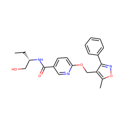 CC[C@@H](CO)NC(=O)c1ccc(OCc2c(-c3ccccc3)noc2C)nc1 ZINC000141316582