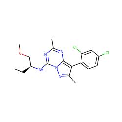 CC[C@@H](COC)Nc1nc(C)nc2c(-c3ccc(Cl)cc3Cl)c(C)nn12 ZINC000013804988