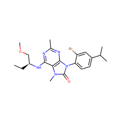 CC[C@@H](COC)Nc1nc(C)nc2c1n(C)c(=O)n2-c1ccc(C(C)C)cc1Br ZINC000028087152