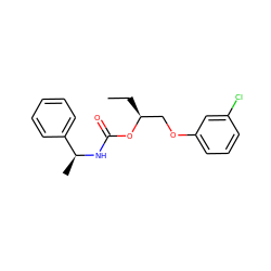 CC[C@@H](COc1cccc(Cl)c1)OC(=O)N[C@@H](C)c1ccccc1 ZINC000103188893