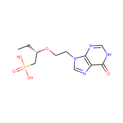 CC[C@@H](CP(=O)(O)O)OCCn1cnc2c(=O)[nH]cnc21 ZINC000045350207