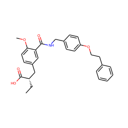 CC[C@@H](Cc1ccc(OC)c(C(=O)NCc2ccc(OCCc3ccccc3)cc2)c1)C(=O)O ZINC000003988989