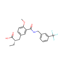 CC[C@@H](Cc1ccc(OC)c(C(=O)NCc2cccc(C(F)(F)F)c2)c1)C(=O)O ZINC000012358327