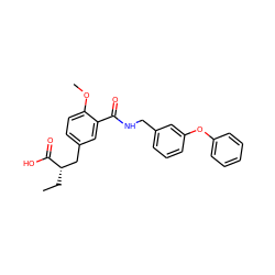 CC[C@@H](Cc1ccc(OC)c(C(=O)NCc2cccc(Oc3ccccc3)c2)c1)C(=O)O ZINC000012358337