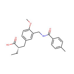 CC[C@@H](Cc1ccc(OC)c(CNC(=O)c2ccc(C)cc2)c1)C(=O)O ZINC000029127347