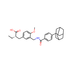 CC[C@@H](Cc1ccc(OC)c(CNC(=O)c2ccc(C34CC5CC(CC(C5)C3)C4)cc2)c1)C(=O)O ZINC000029127281