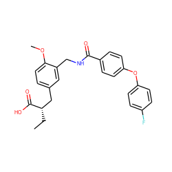 CC[C@@H](Cc1ccc(OC)c(CNC(=O)c2ccc(Oc3ccc(F)cc3)cc2)c1)C(=O)O ZINC000034393524