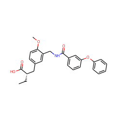 CC[C@@H](Cc1ccc(OC)c(CNC(=O)c2cccc(Oc3ccccc3)c2)c1)C(=O)O ZINC000071340922