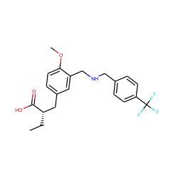 CC[C@@H](Cc1ccc(OC)c(CNCc2ccc(C(F)(F)F)cc2)c1)C(=O)O ZINC000012358323