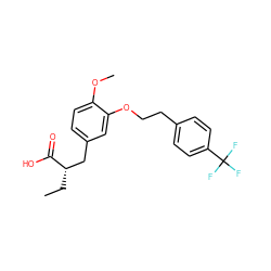 CC[C@@H](Cc1ccc(OC)c(OCCc2ccc(C(F)(F)F)cc2)c1)C(=O)O ZINC000012358319