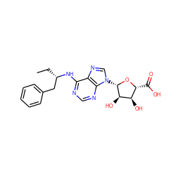 CC[C@@H](Cc1ccccc1)Nc1ncnc2c1ncn2[C@@H]1O[C@H](C(=O)O)[C@@H](O)[C@H]1O ZINC000048998052