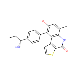 CC[C@@H](N)c1ccc(-c2c(O)cc(C)c3[nH]c(=O)c4sccc4c23)cc1 ZINC000164930418