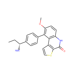 CC[C@@H](N)c1ccc(-c2c(OC)ccc3[nH]c(=O)c4sccc4c23)cc1 ZINC000150196743