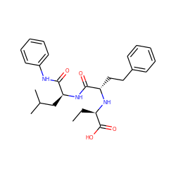 CC[C@@H](N[C@@H](CCc1ccccc1)C(=O)N[C@@H](CC(C)C)C(=O)Nc1ccccc1)C(=O)O ZINC000026973640