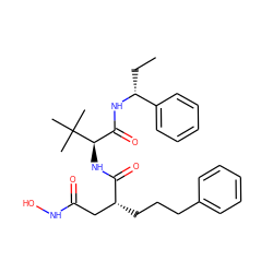 CC[C@@H](NC(=O)[C@@H](NC(=O)[C@H](CCCc1ccccc1)CC(=O)NO)C(C)(C)C)c1ccccc1 ZINC000027650819