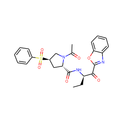 CC[C@@H](NC(=O)[C@@H]1C[C@@H](S(=O)(=O)c2ccccc2)CN1C(C)=O)C(=O)c1nc2ccccc2o1 ZINC000096907132