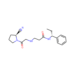 CC[C@@H](NC(=O)CCNCC(=O)N1CCC[C@H]1C#N)c1ccccc1 ZINC000013679162