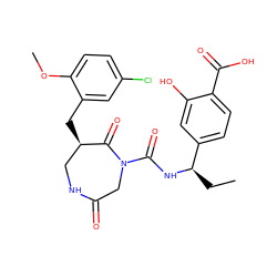 CC[C@@H](NC(=O)N1CC(=O)NC[C@@H](Cc2cc(Cl)ccc2OC)C1=O)c1ccc(C(=O)O)c(O)c1 ZINC000028895157