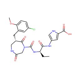 CC[C@@H](NC(=O)N1CC(=O)NC[C@H](Cc2cc(Cl)ccc2OC)C1=O)C(=O)Nc1c[nH]c(C(=O)O)c1 ZINC000096272314