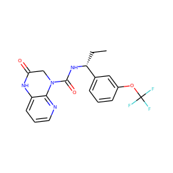 CC[C@@H](NC(=O)N1CC(=O)Nc2cccnc21)c1cccc(OC(F)(F)F)c1 ZINC001772633852