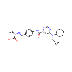 CC[C@@H](NCc1ccc(NC(=O)c2cc(N(CC3CC3)C3CCCCC3)ncn2)cc1)C(=O)O ZINC000143434320