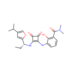 CC[C@@H](Nc1c(Nc2cccc(C(=O)N(C)C)c2O)c(=O)c1=O)c1cc(C(C)C)co1 ZINC000100058396