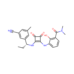 CC[C@@H](Nc1c(Nc2cccc(C(=O)N(C)C)c2O)c(=O)c1=O)c1cc(C)cc(C#N)c1 ZINC000101129626