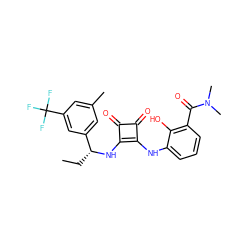 CC[C@@H](Nc1c(Nc2cccc(C(=O)N(C)C)c2O)c(=O)c1=O)c1cc(C)cc(C(F)(F)F)c1 ZINC000101162855