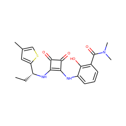 CC[C@@H](Nc1c(Nc2cccc(C(=O)N(C)C)c2O)c(=O)c1=O)c1cc(C)cs1 ZINC000101127876