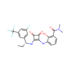 CC[C@@H](Nc1c(Nc2cccc(C(=O)N(C)C)c2O)c(=O)c1=O)c1cc(F)cc(C(F)(F)F)c1 ZINC000101136003