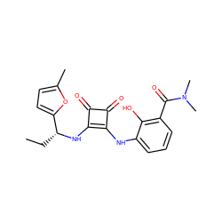 CC[C@@H](Nc1c(Nc2cccc(C(=O)N(C)C)c2O)c(=O)c1=O)c1ccc(C)o1 ZINC000100033051