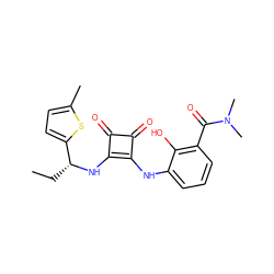 CC[C@@H](Nc1c(Nc2cccc(C(=O)N(C)C)c2O)c(=O)c1=O)c1ccc(C)s1 ZINC000101109894