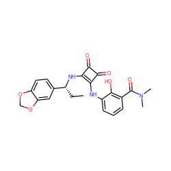 CC[C@@H](Nc1c(Nc2cccc(C(=O)N(C)C)c2O)c(=O)c1=O)c1ccc2c(c1)OCO2 ZINC000101071245