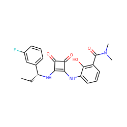 CC[C@@H](Nc1c(Nc2cccc(C(=O)N(C)C)c2O)c(=O)c1=O)c1cccc(F)c1 ZINC000101109923