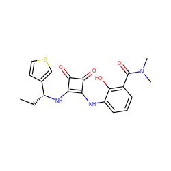 CC[C@@H](Nc1c(Nc2cccc(C(=O)N(C)C)c2O)c(=O)c1=O)c1ccsc1 ZINC000101129202