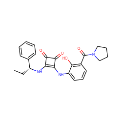 CC[C@@H](Nc1c(Nc2cccc(C(=O)N3CCCC3)c2O)c(=O)c1=O)c1ccccc1 ZINC000101278161