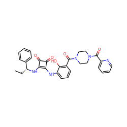 CC[C@@H](Nc1c(Nc2cccc(C(=O)N3CCN(C(=O)c4ccccn4)CC3)c2O)c(=O)c1=O)c1ccccc1 ZINC000101278172