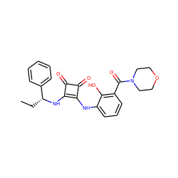 CC[C@@H](Nc1c(Nc2cccc(C(=O)N3CCOCC3)c2O)c(=O)c1=O)c1ccccc1 ZINC000101278163